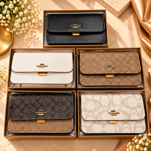 Signature-Style Flap Crossbody Bag with Gold-Tone Clasp – 5 Colors