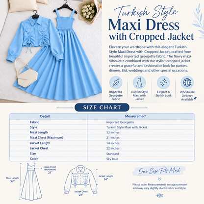 Turkish Style Georgette Maxi Dress with Cropped Jacket